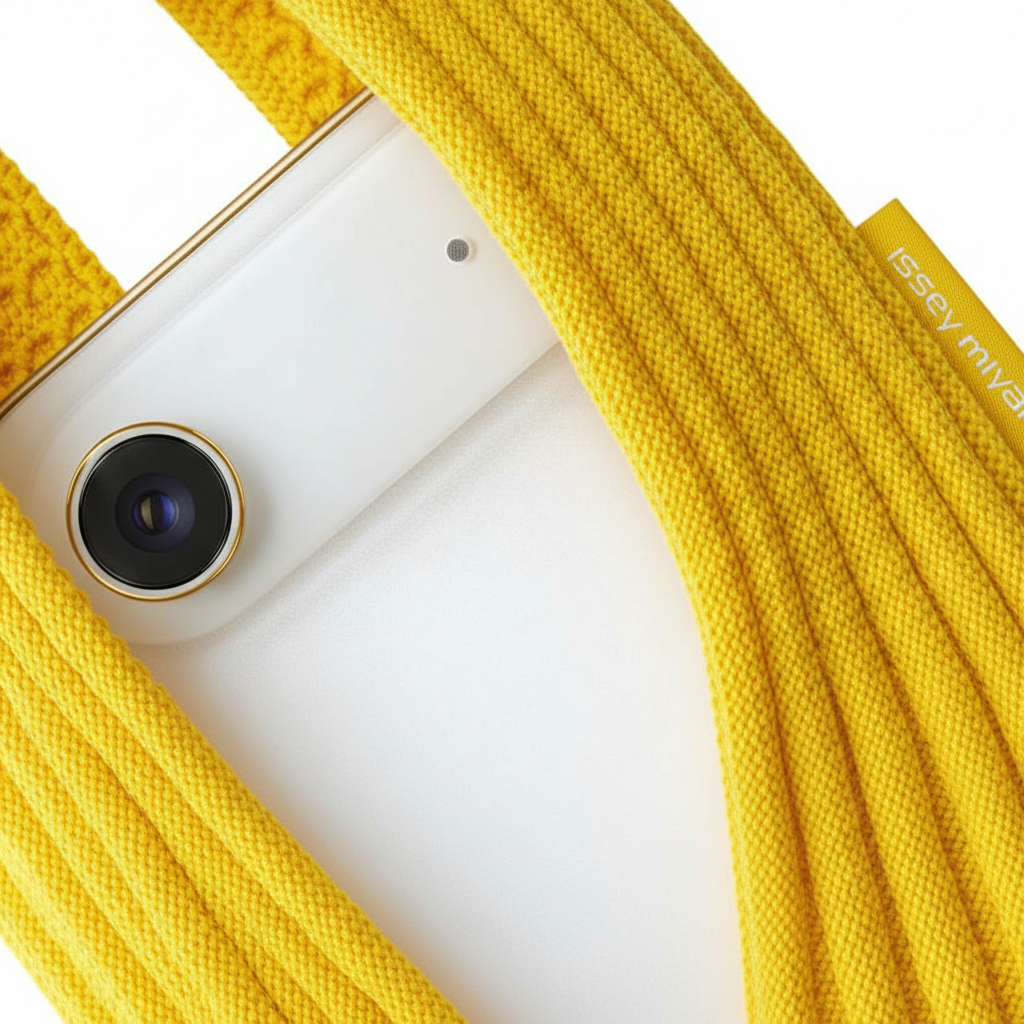 Phone Pocket with Strap – Stretch Knit Wearable iPhone Holder 80 cm | Lemon