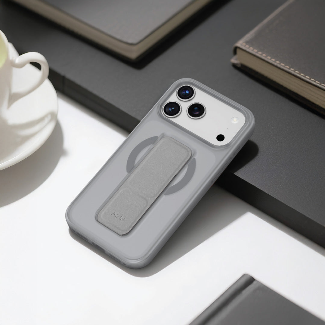 Asli Global MagTrox Gravitas MagSafe Leather Grip Case for iPhone 17 Pro Max - Natural Titanium