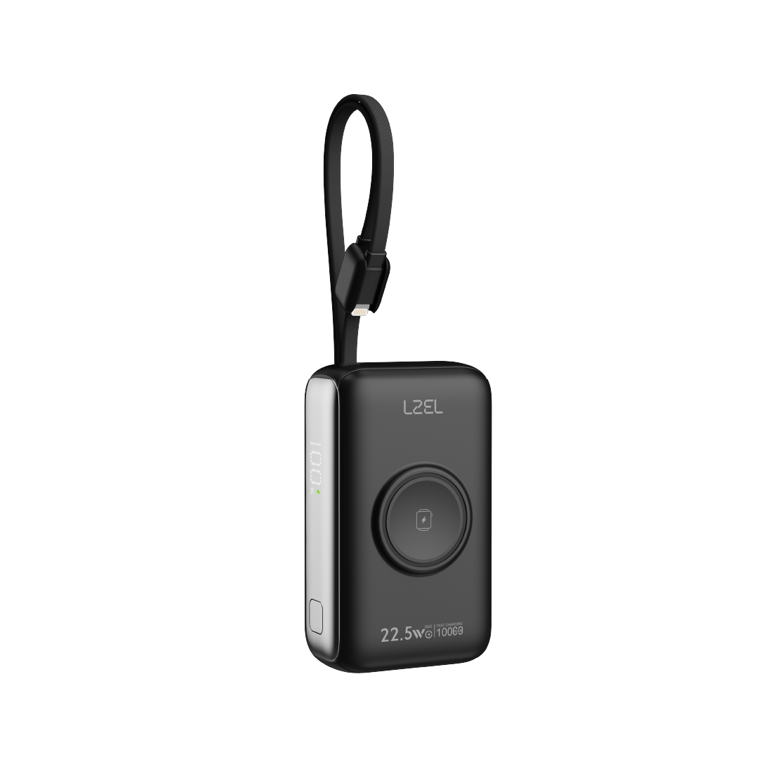 LZEL Ampflow10 Mini 10000Mah Pd Power Bank 22.5W | Built-In Type-C &amp; Lightning Cable | Wireless Charging