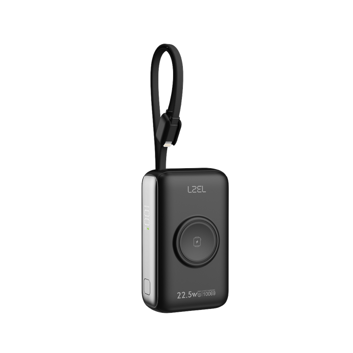 LZEL Ampflow10 Mini 10000Mah Pd Power Bank 22.5W | Built-In Type-C &amp; Lightning Cable | Wireless Charging