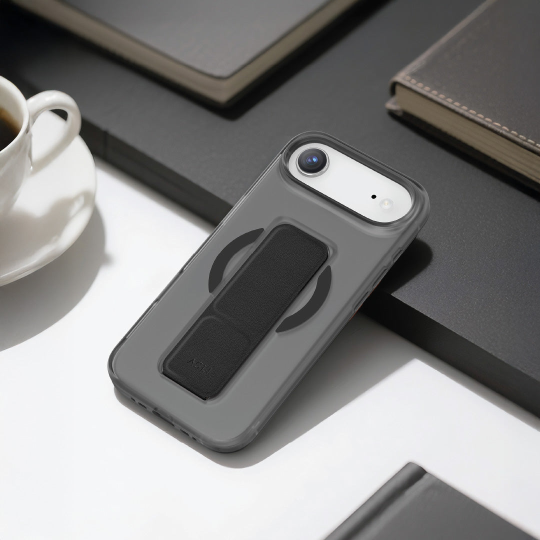 Asli Global MagTrox Gravitas MagSafe Leather Grip Case for iPhone Air - Black