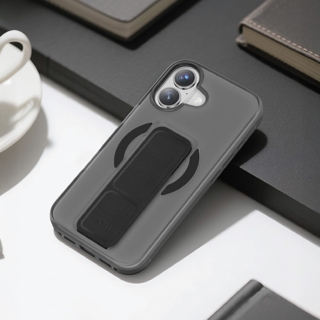 Asli Global MagTrox Gravitas MagSafe Leather Grip Case for iPhone 17 - Black