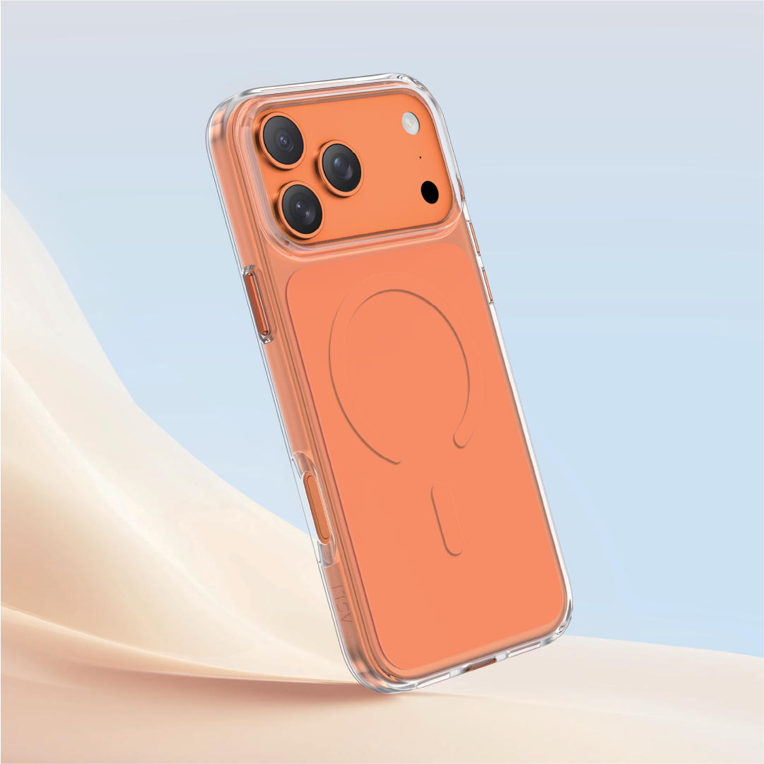 Asli Global Magtrox Neo Scratch-Resistant Transparent Magsafe Case For IPhone 17 Pro - Orange