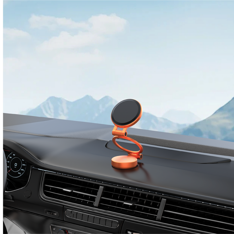 LZEL 360° Magnetic Suction Phone Holder with Three-Axis Adjustable Angle – Orange