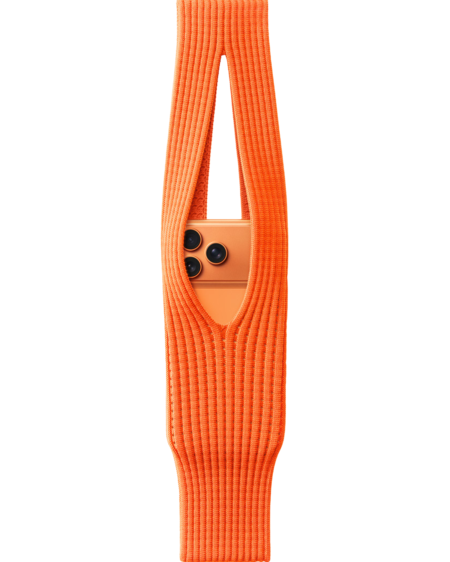 Phone Pocket with Strap – Stretch Knit Wearable iPhone Holder 40 cm | Mandarin