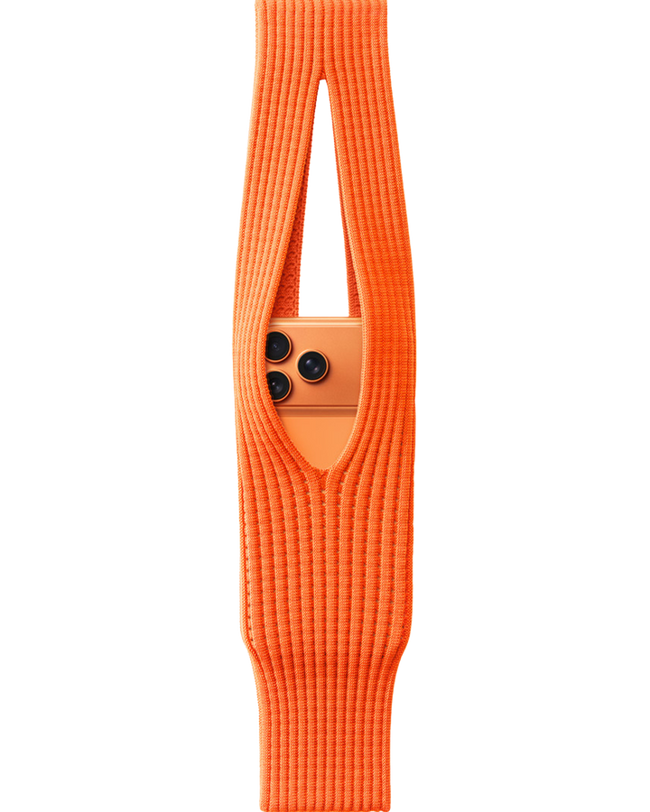 Phone Pocket with Strap – Stretch Knit Wearable iPhone Holder 40 cm | Mandarin