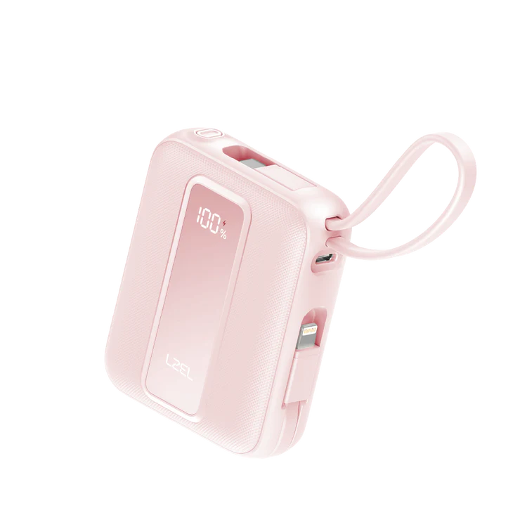 LZEL AMPNEO1O Mini 10000mAh PD Power Bank 30W | Built-in Type-C &amp; Lightning Cable | Type-C Input/Output