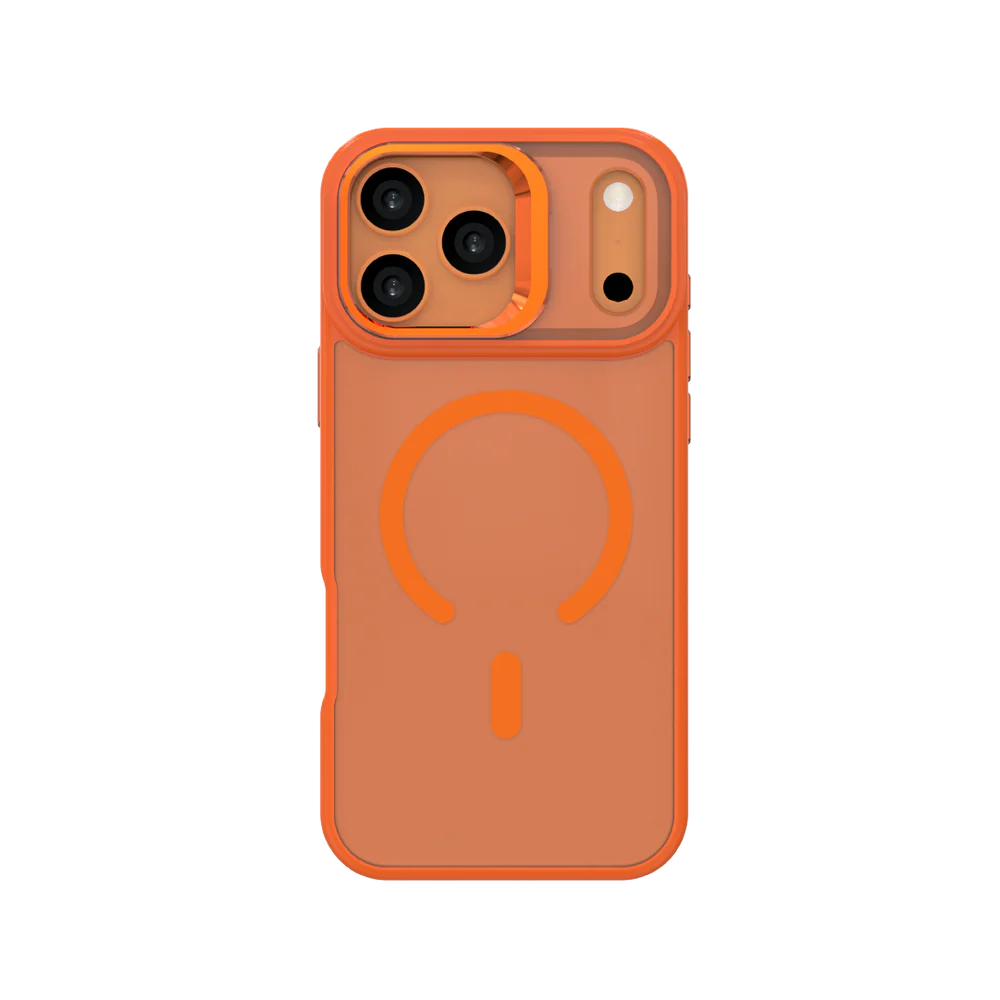 LZEL Magcamstand Soft Oil-coating Case With Adjutable Camera Stand Case For IPhone 17 Pro -Orange