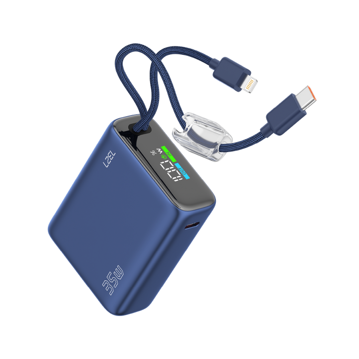 LZEL Neurovolt 10K Pd 35W Mini Power Bank Pd3.0 & Qc3.0 | Usb-C Cable & Lightning Cable | Blue
