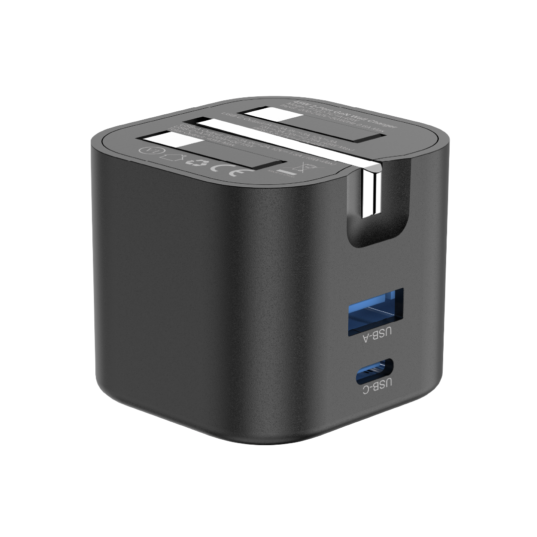 Asli  Global Powercore 45 Gan Dual Port Usb-A & Usb-C Fast Charger - Black