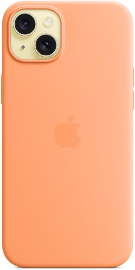 APPLE-iPhone 15 Plus Silicone MagSafe Back Cover with Soft Logo – Orange Sorbet