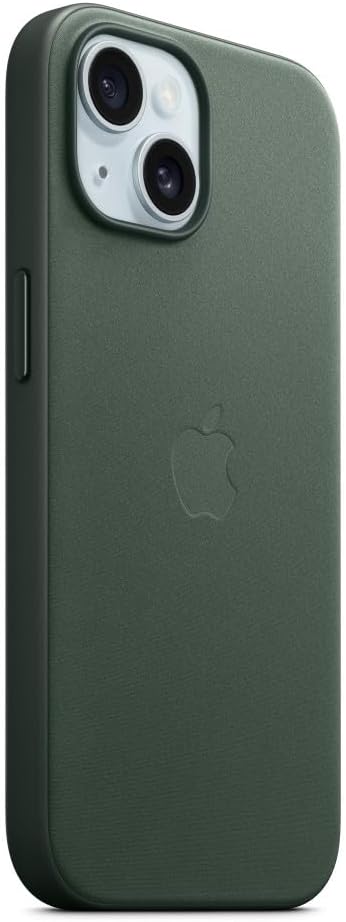 APPLE-iPhone 15 Silicone MagSafe Back Cover with Woven Logo – Evergreen