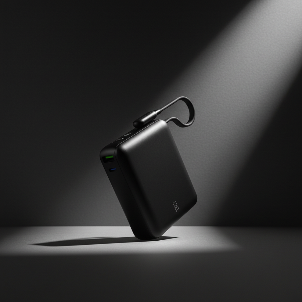 LZEL PrimeBrio 20K Mini PD Power Bank 20000mAh 40W with Built-In USB-C Cable – Black