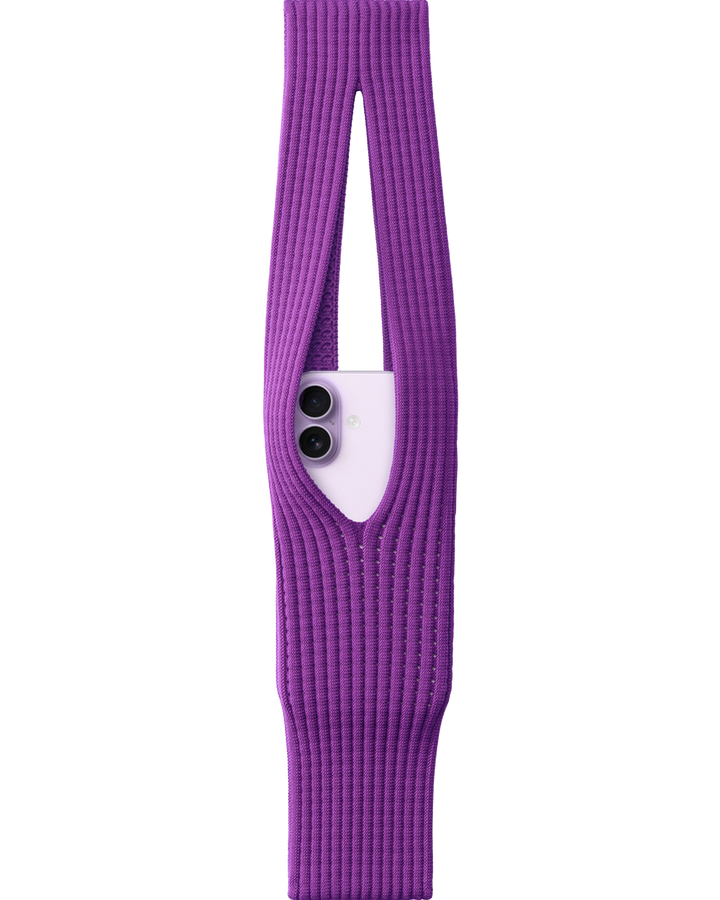 Phone Pocket with Strap – Stretch Knit Wearable iPhone Holder 40 cm | Purple
