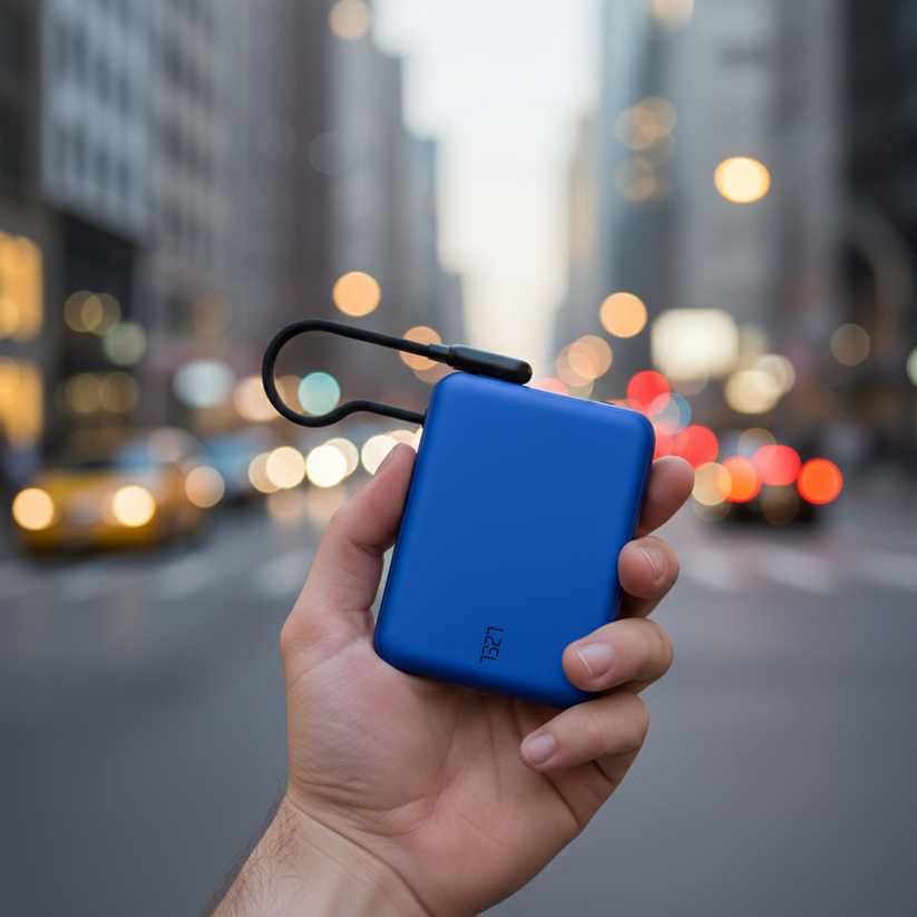 LZEL PrimeBrio 5K Mini PD Power Bank – 5000mAh, 20W, Built-in Type-C Cable
