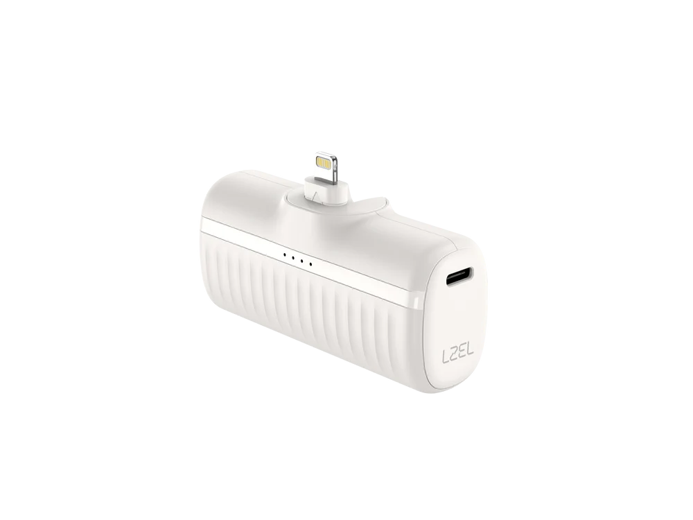 LZEL PrimeBrio Clip L5 Mini Power Bank – 5000mAh, 20W, Lightning - White