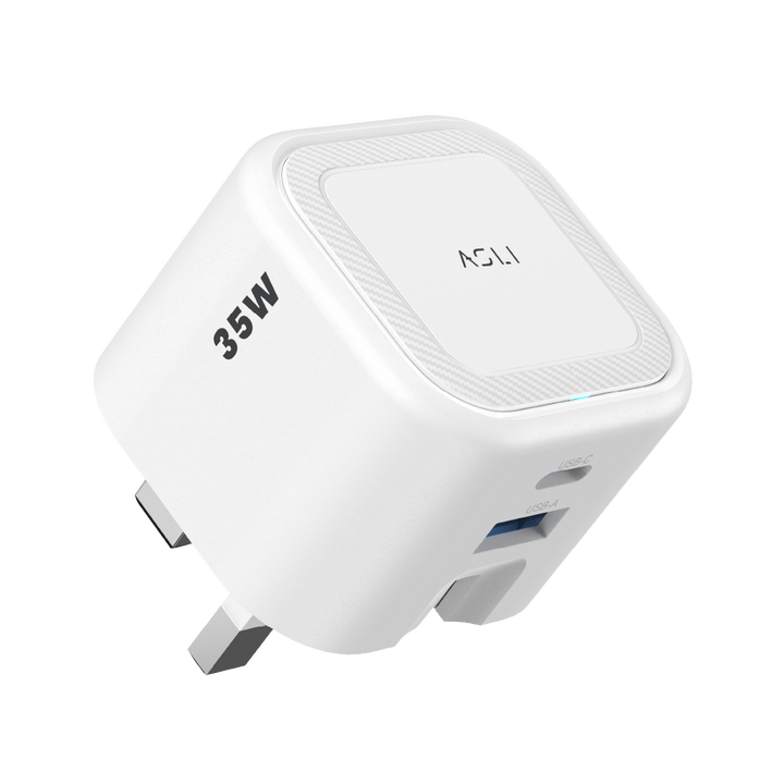 Asli  Global Primevolt 35 Gan Dual Port Usb-A & Usb-C Fast Charger - White