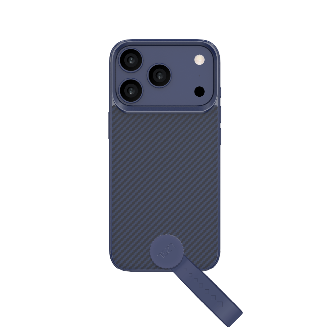 LZEL MagCarbon Strap Carbon Design with 360° Grip and Raised-Edge Protection Case for iPhone 17 Pro