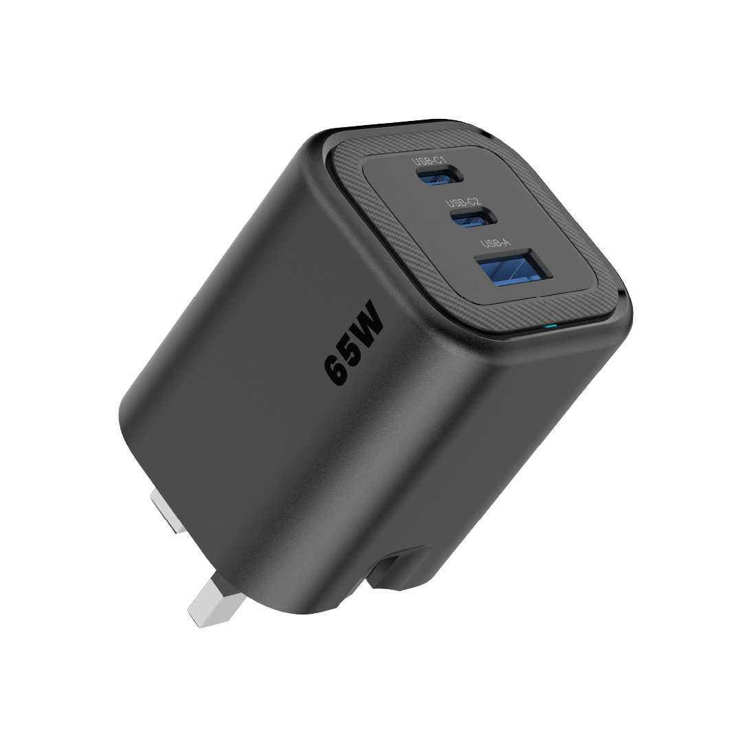 Asli  Global Maxcharge 65 Gan 3-Port Usb-A &amp; Dual Usb-C Fast Charger - Black