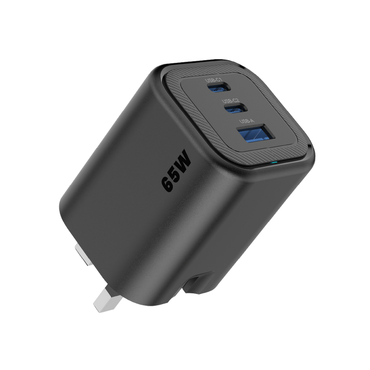Asli  Global Maxcharge 65 Gan 3-Port Usb-A &amp; Dual Usb-C Fast Charger - Black