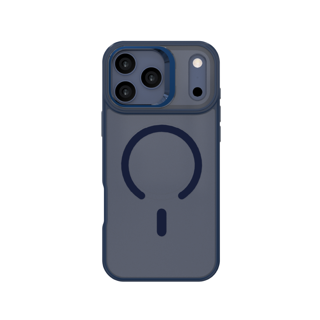 LZEL Magcamstand Soft Oil-coating Case With Adjutable Camera Stand Case For IPhone 17 Pro - Dark Blue