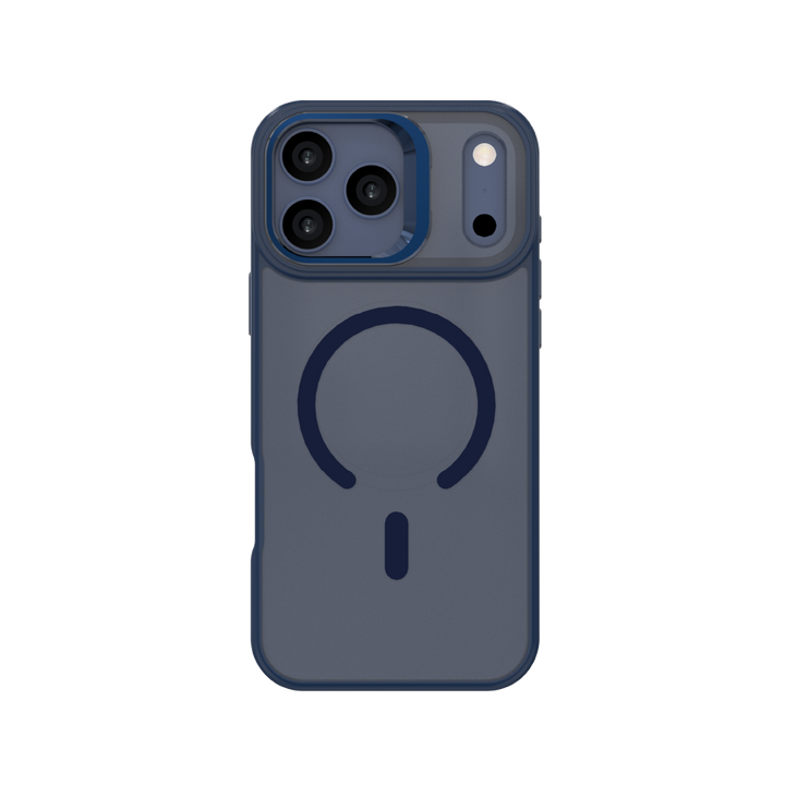 LZEL Magcamstand Soft Oil-coating Case With Adjutable Camera Stand Case For IPhone 17 Pro - Dark Blue