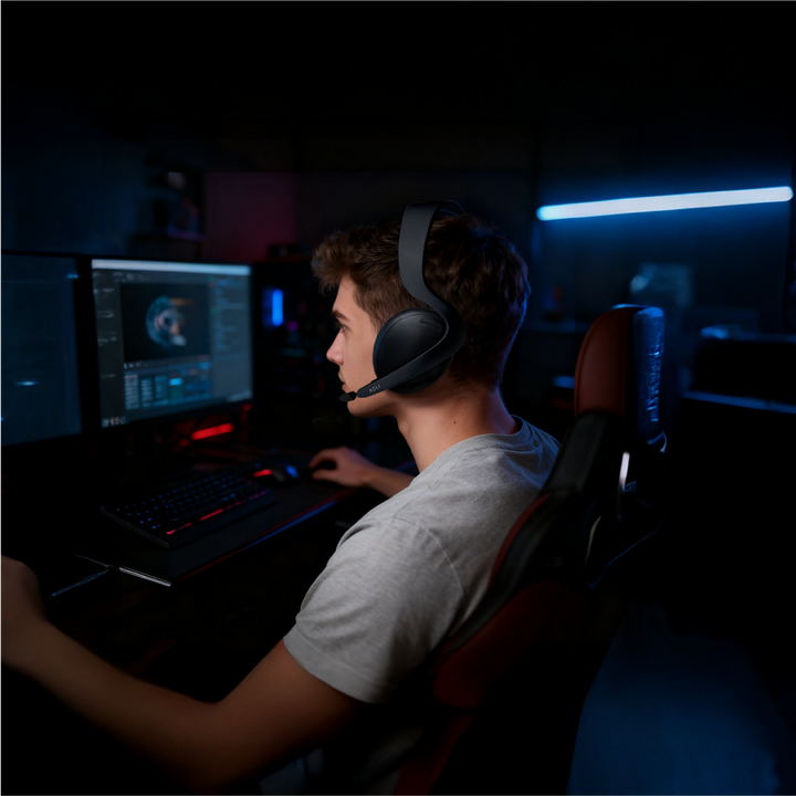 Asli Global Wavetune Series High-Performance 2.4G Wireless Tri-Mode Gaming Headset - Black