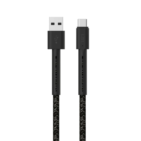 LZEL Celeris Charge AXC Braided USB-A to USB-C 2.0 Cable, 480Mbps, 15W Max, 1m -Black