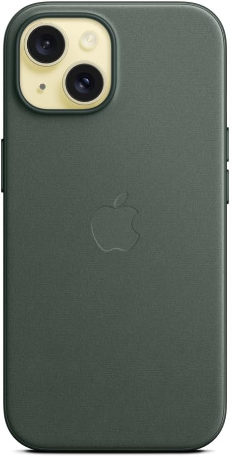APPLE-iPhone 15 Silicone MagSafe Back Cover with Woven Logo – Evergreen