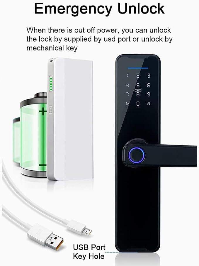 Smart LockSmart Door Lock with Handle Fingerprint Electronic Deadbolt