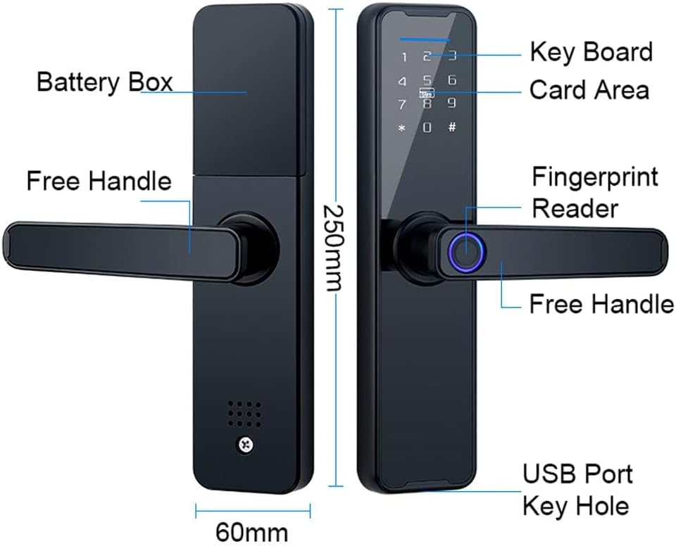 Smart LockSmart Door Lock with Handle Fingerprint Electronic Deadbolt
