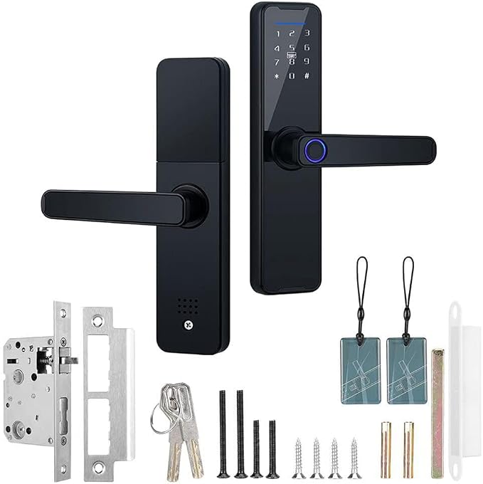 Smart LockSmart Door Lock with Handle Fingerprint Electronic Deadbolt
