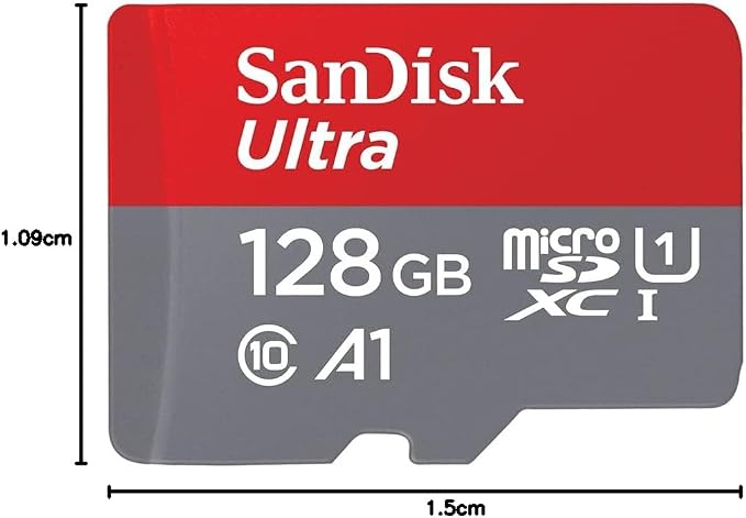 SanDisk 128GB Ultra microSDXC card + SD adapter up to 140 MB/s with A1 App Performance
