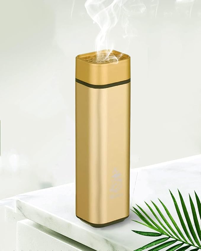 Mini USB Rechargeable Arabic Bakhoor Diffuser – Compact Car & Home Incense Burner
,Gold