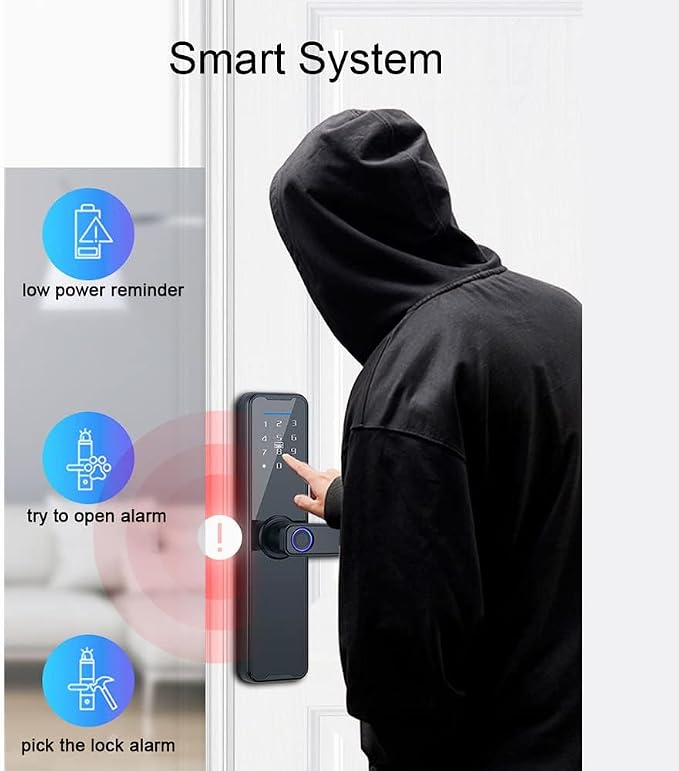 Smart LockSmart Door Lock with Handle Fingerprint Electronic Deadbolt