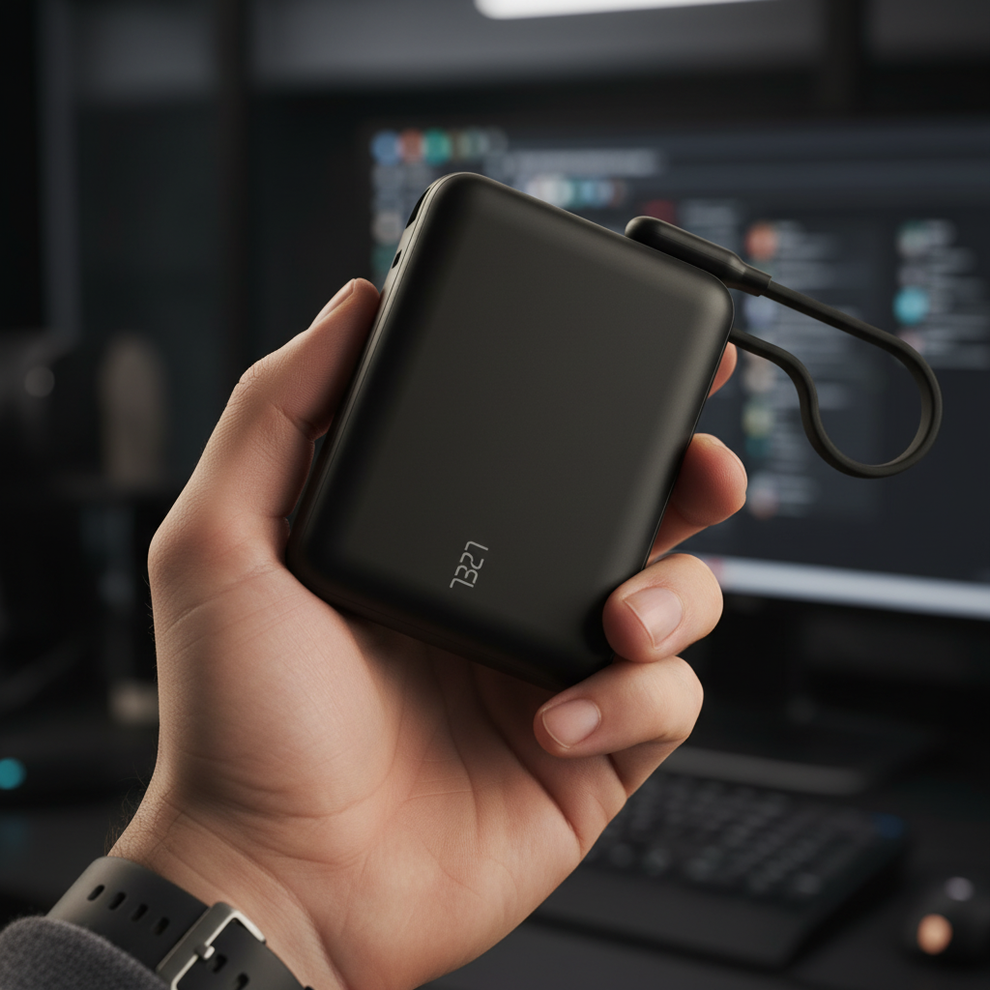 LZEL PrimeBrio 20K Mini PD Power Bank 20000mAh 40W with Built-In USB-C Cable – Black