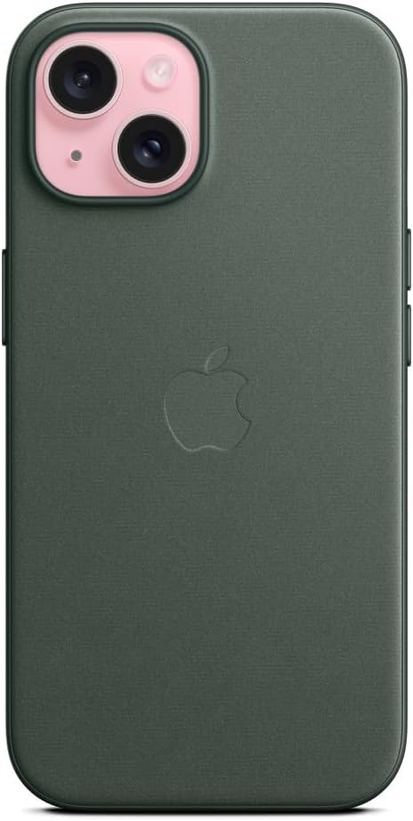 APPLE- آيفون 15 غطاء خلفي سيليكون ماجسيف مع شعار منسوج – أخضر داكن