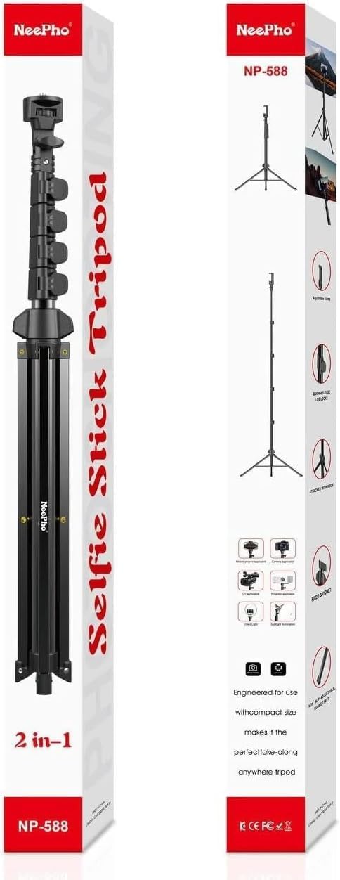 NeePho NP-588 2-in-1 Selfie Stick & Tripod – 165cm