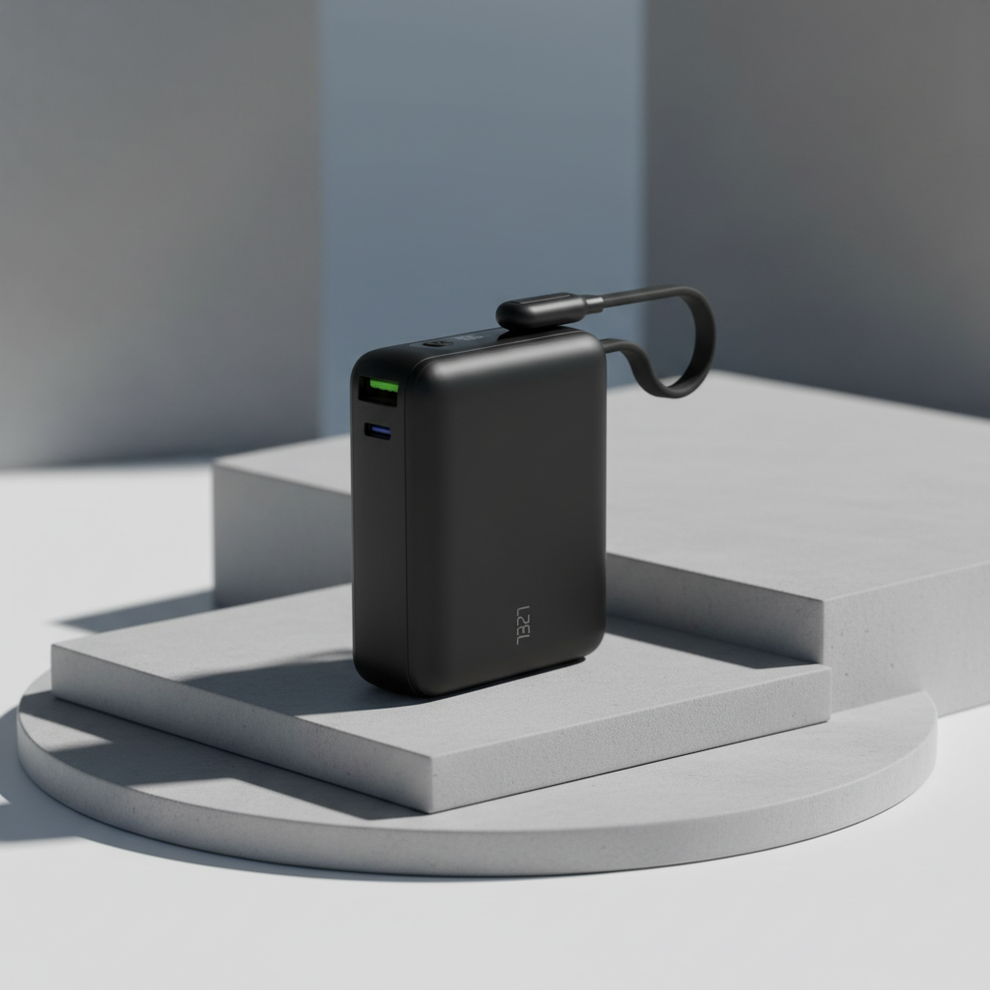 LZEL PrimeBrio 20K Mini PD Power Bank 20000mAh 40W with Built-In USB-C Cable – Black