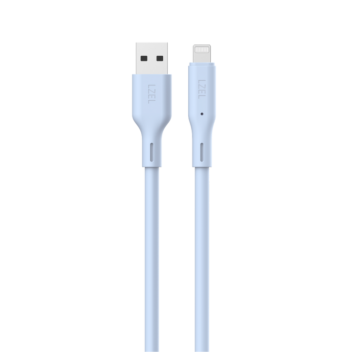كابل LZEL Celeris Silox CXL من السيليكون الناعم USB-A إلى لايتنينج، 480 ميجابت في الثانية، 15 واط كحد أقصى، 2 متر - أزرق