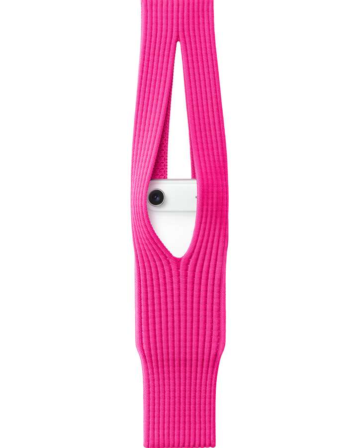 Phone Pocket with Strap – Stretch Knit Wearable iPhone Holder 40 cm | Pink