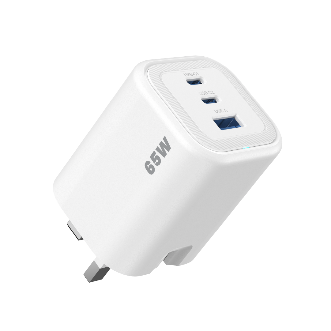 Asli  Global Maxcharge 65 Gan 3-Port Usb-A & Dual Usb-C Fast Charger - White