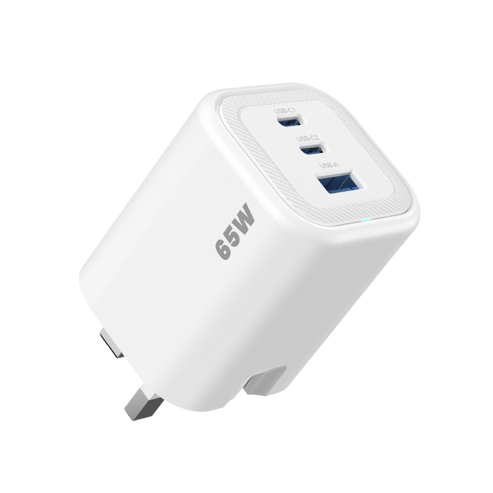 Asli  Global Maxcharge 65 Gan 3-Port Usb-A & Dual Usb-C Fast Charger - White