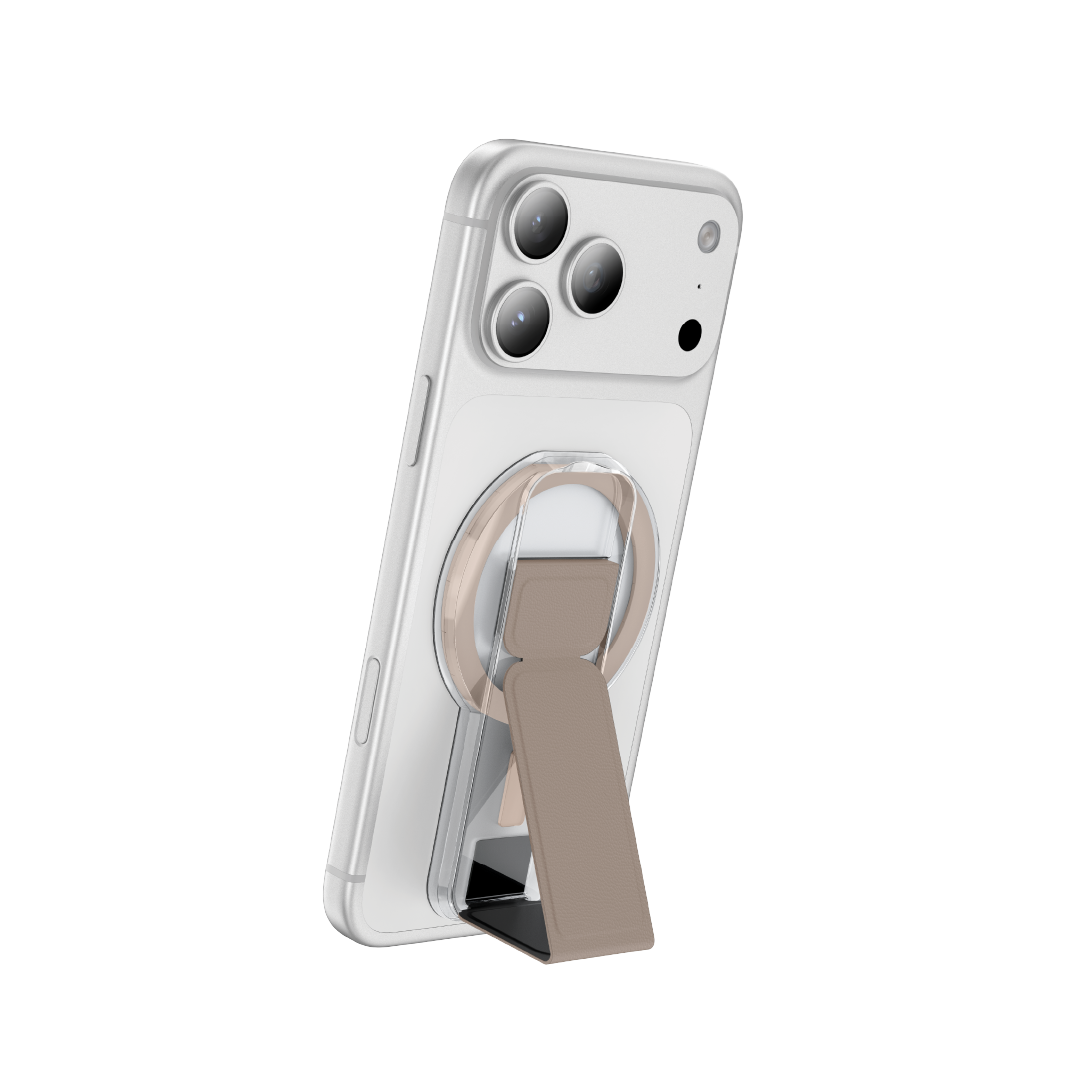 ASLI Magnetic Band Leather Grip & Foldable Stand 2-in-1 Functional Design - Desert Titanium