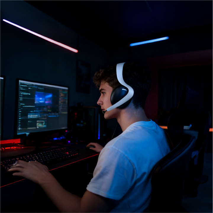Asli Global Wavetune Series High-Performance 2.4G Wireless Tri-Mode Gaming Headset - White