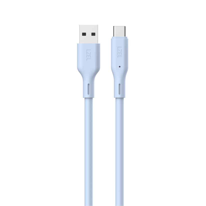 LZEL Celeris Silox CXL Soft Silicone USB-A to USB-C Cable, 480Mbps, 15W Max, 1m -Light Blue