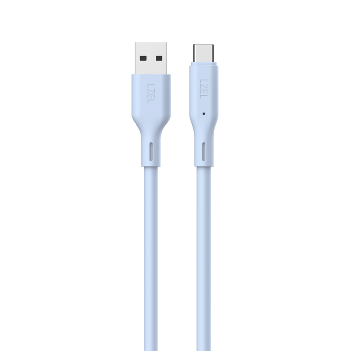 كابل LZEL Celeris Silox CXL من السيليكون الناعم USB-A إلى USB-C، بسرعة 480 ميجابت في الثانية، وقوة قصوى 15 واط، بطول 1 متر - أزرق فاتح