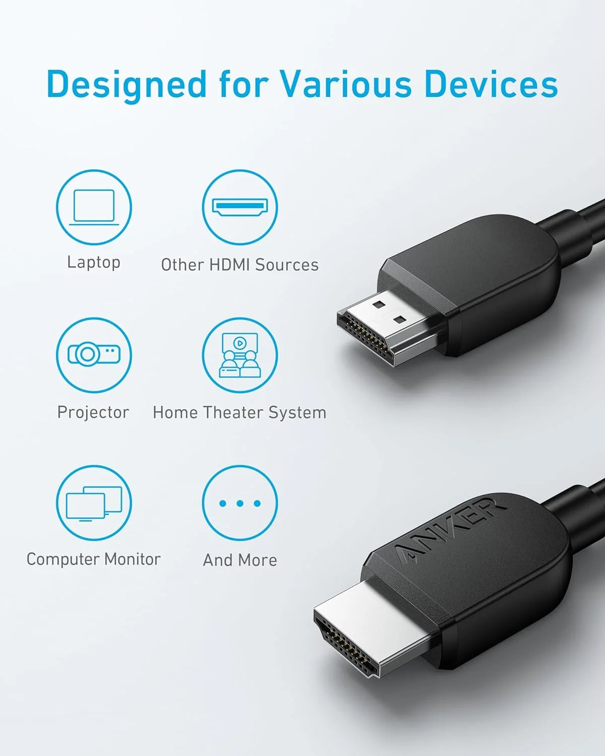 Anker HDMI Cable 8K-60Hz 6ft Ultra HD 4K-120Hz HDMI to HDMI-Black