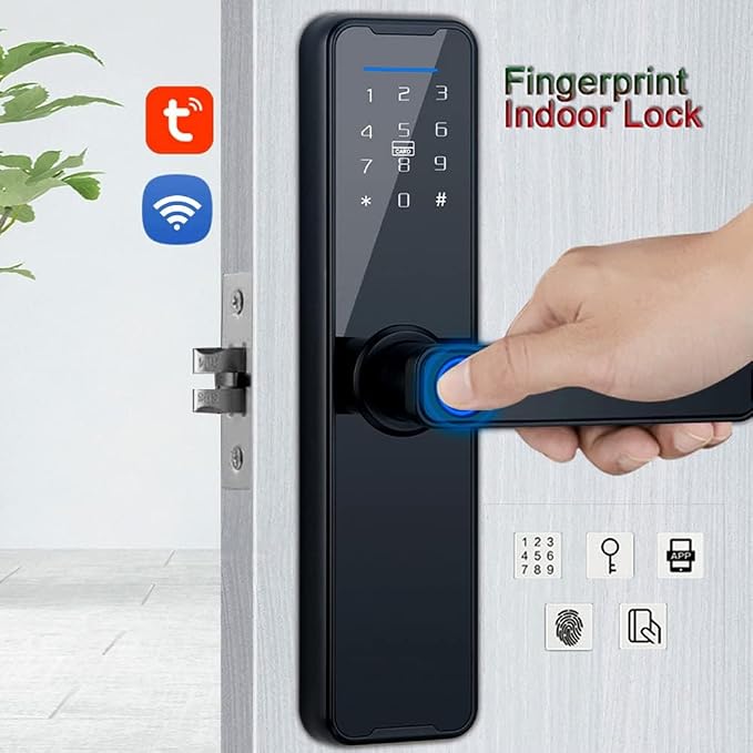 Smart LockSmart Door Lock with Handle Fingerprint Electronic Deadbolt