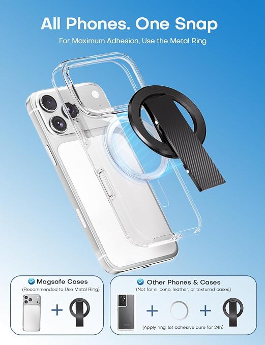 Magnetic Phone Stand Ring Holder for Mag Safe - Black